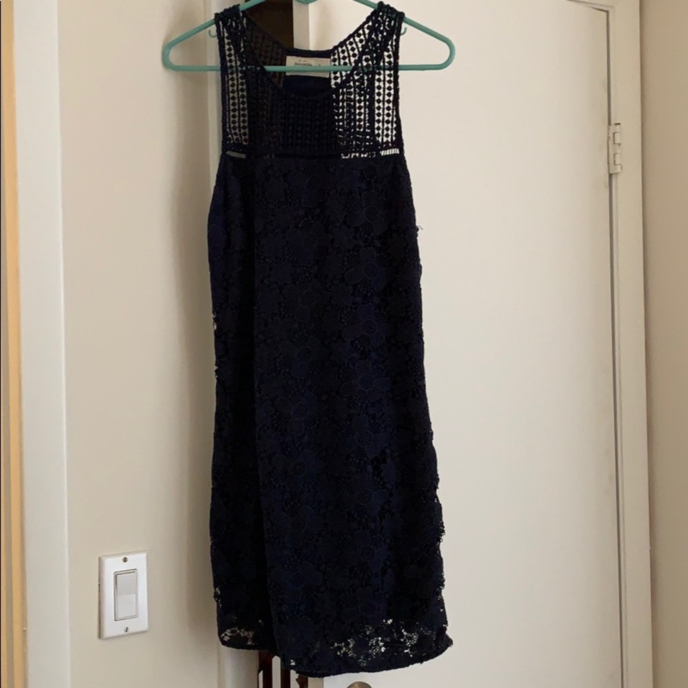 Abercrombie and Fitch crochet look navy blue dress